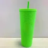 Garrafa de água Starbucks Tumblers Preto Bling Copo Brilhante Durian Palha Tumbler Plástico Frio Colorido Copos de Café Criatividade Aniversário 263N