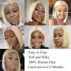 4x4 Lace Closure Blonde Bob Wig Blonde Closure Wig Remy Human Hair Straight Short Bob Wig Middle Part Seamless Lace Front Wig