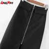 Plus Size Skirts for Women Office Casual Midi Women's Pencil with Zip Long Black High Waist Large 210428