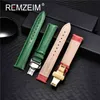 18mm 20mm 22mm 24mm Watch Band Genuine Cow Leather Watch Strap With Butterfly Buckle Bracelet Green Red Blue White Watchband H1123