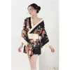 Ethnic Clothing Sexy Nightgown Kimono Yukata For Japanese Women Fashion Floral Yakata Jacket Haori Silk Sleepwear Leisure Wear Pajamas Dress