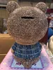 Klibbig rhinestones björn kanin mousserande diy full diamant figure pengar låda skrivbord anime dekor mycket shinning hem decore