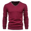 Mäns Tröjor V Neck Sweater Varm bomull Mjukt Casual För Män Klassisk Koreansk Fashion Pullover Med Ribbing Edge