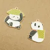 10 sztuk Cute Panda Urok Emalia Urok Dla Biżuterii Dokonywanie Moda Kolczyk Wisiorek Bransoletka Naszyjnik Urok