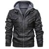 Veste en cuir d'automne pour hommes Veste de moto à capuche Pu Faux Cuir Mode Punk Style Veste Mâle Casual Automne Manteau en cuir 211110