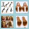 Opakowanie biżuterii manekinu Wyświetlacz 65 cm Fibre Blond Hair Trening Głowa Ładna kobieta stylizacja lalki manikin fryzjersing upuszczenie 2021