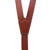 Estilo Britânico 3 Clipes Suspendentes Mens Vintage Ajustável Cowboy Cowboy Couro Genuíno Suspender Bronze Strap Cant Braces