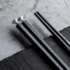 2021 5 pares de chopsticks conjunto pontiagued pick-sticks comumente usado em uso domiciliar e uma caixa de 243mm preto jantar pauzinho