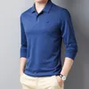 Men's Polos 2022 Luren Solid Color Slim Long Sleeve Shirt Men Business Casual High Quality Brand Stretch Red Black Yellow