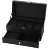 Titta på lådor Fall Layer 4 Grid Drawer Box Double Case Ring Earring Halsband smycken Display Storage Rack Giftwatch Hele22