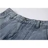 Vintage patchwork jeans y2k byxa för kvinnor hajuku avslappnad hög midja cowboy streetwear mode lösa byxor safari stil 210515