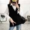 Kobiety Sweter Wiosna Jesienna Kamizelka Wełny Bez Rękawów O-Neck Dzianiny S Długie sekcje Poullover Kobieta Jumper Pull Femme 210819