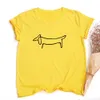 Einfache Dackel Hund Druck Kleidung Frauen Sommer T Shirt Graphic Tees Weiblich Harajuku Ästhetischen Kurzarm Tops Camisetas Mujer