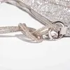 매듭 손잡이 라인트 톤 이브닝 클러치 가방 2021 크리스탈 다이아몬드 디너 파티 웨딩 지갑 및 핸드백 디자이너 패션 {Category2901
