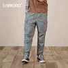 Simwood 2022 Spring New Loose Długość Długość Spodnie Cargo Mężczyźni Taktyczne Joggers Wojskowe Spodnie Multi-Pocket 100% Bawełniane Spodnie G220224