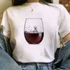 Wijnglas Grappige Grafische Print T-shirt Dames Harajuku Aesthetic Whit Tops Casual Tshirt Y2K KPOP Korte Mouw Vrouwelijke T-shirt Tee X0628