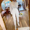 Femmes Harem Jeans Pantalon Mode Taille Haute Lâche Denim Blanc Femme Boutons Pantalon Printemps Streetwear Pantalon 10391 210521