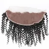 Indian Jerry Curly Human Hair Stängningar PRECLED 13x4 Spets Frontal Free Middle Three Part