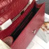 Designer Alligator Läder axelväskor Kate kedja handväskor clutch dam kohud Tofs handväskor messenger Crocodile Envelope kvinnor cross body väska w o c Mode