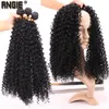 Czarny kolor wysokiej temperatury Syntetyczne rozszerzenia włosów Afro perwersyjne kręcone wiązki włosów 16-30 cal długie tkactwo
