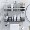 Étagère de salle de bain sans poinçon Shampooing Cosmétique Serviette Rack de stockage Organisateur Bain Coin Titulaire Articles ménagers Accessoires de salle de bain 210705