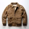 U.S. Air Force flight suit A1 mens Vintage leather jacket Suede genuine yellow cowhide