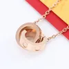 Paren houden van hanger ketting voor hem en haar heren ketting goud vrouwen roestvrij staal dubbele ring volledige CZ twee rijen diamanten hanger bruiloft