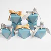 Geschenkbox Diamond Blue Papier Pralinenschachtel Hochzeitsbevorzugungen für Gäste Schokoladenverpackungsbox Babyparty Geburtstagsfeier Dekoration 210323