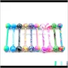 Rings Jewelry Jewelrybulk Colorful Flexible Barbell Stud Tongue Ring Ball Bars Body Piercing 2033 Drop Delivery 2021 Bluxf