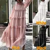 Women Long Maxi DrVONDA Casual Solid Flare Sleeve Loose O Neck Pleated Long Sleeve Dresses Bohemian Vestidos Plus Size Robe X0529