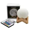 16 färger 3d print moon globe lampa glödande månlampa med stativ, avlägsen, luna natt ljus för hem sovrum inredning barn y0910