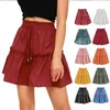 Fashion Summer A-Line beach Vintage Casual Skirt Women's Ruffles Mini drawstring sexy skirt female Cotton skirts For womens 210508