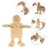 Peg Bonés Móveis Móveis Robô de Madeira Brinquedos De Madeira DIY Fantoche de Embrião Branco Handmade para Crianças Pintura Daa149