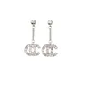 18-karatowy pozłacany pompon Projektant litery Dangle Stud Długie kolczyki 925 Srebrny kryształ Geometria Luksusowa marka Kobiety Rhinestone Wedding Party Biżuteria Akcesoria