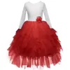 Vestido de novia rojo de año nuevo para niñas, vestido de fiesta de princesa, vestido de tul, disfraz de Navidad para niños, ropa para niños 3 8T Q0716