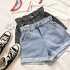 Smlinan Fashion High Waist Shorts in jeans vintage Donne più taglia harajuku arricciatura jeans mini corti pantaloni estivi 210621