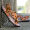 Sandaler flip flops glida på tofflor strand 2021 sommar mens läder italienska för män 39 gladiatorer romerska högkvalitativa mode