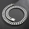 20 mm lourds punk rock mens femmes brosse mate macte Collier de liaison cubaine hiphop or argent 316L