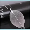 Halsband Hängsmycken Kvinnor Mode Unikt Halsband Smycken Charm Svart Guld Leaves Real Nature Leaf Pendant Long Sweater Statement Halsband1