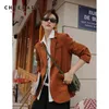 Corduroy Blazer Mulheres Marrom Senhoras Senhoras Ternos Casacos e Jaquetas Primavera Outono Moda Coreana Slim Fit Blazers Casuais 210427