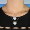 Boho Bohême rond disco turc mal pendentif collier or argent couleur baguette arc-en-ciel cz bijoux pour les yeux