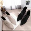 Women Shoes Ankle Boots Winter Fur Warm Woman Boots Slip On Solid Black Rubber Sexy Pointed Toe Thin Low Heels Boots 210520