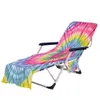 Tie Dye Beach Chair Cover met zijvak Kleurrijke chaise lounge handdoeken voor ligstoel zwembad zonnebaden tuin