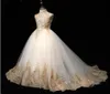 Flower Girl for Wedding Princess Gowns Gold Seques Lace Children Cesto da sera formale First Santa Comunione Abiti 403