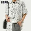 IEFB 여름 한국 트렌드 느슨한 디자인 스플래시 잉크 반 소매 셔츠 남성 의류 세련된 옷깃 느슨한 인과 원인 탑 9Y7445 210524