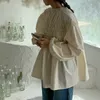 Ezgaga женская блузка корейский шик винтажный весенний уплотнительные шеи рухнутые свободные длинные рукава рукава сладкие рубашки женские мода blusas 210430