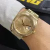 U1 Factory Steel Watches 40mm Diamond Set Gold Dial Fluted Bezel Ice Automatisk mekanisk rörelse Sapphire Glass President rostfri Mens Wristwatch