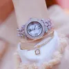 Wristwatches 다이아몬드 시계 여성용 Quartz 숙녀 럭셔리 라인 석 팔찌 손목 시계 여성 몽트레 Femme 방수