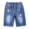 Men's Jeans Large Size Blue Pants Elastic Waist Big 10xl Summer Denim Cotton Shorts Stretch Casual Clothing Man S 881