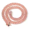 12MM Square Shaped Cuban Link Chain Necklace Iced Out Pink Zircon Charm Bling Jewelry for Women